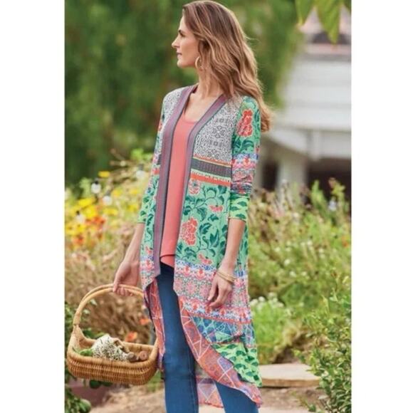Soft surroundings Daydream topper boho cardigan duster in waterfall size Small